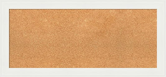 Amanti Art Natural Cork Board for Wall, 17x37 Vision Board with White Frame, Medium Corkboard Office Decor for Home Organization, Casual Corkboard Pinboard to Display Items for Home Organization in