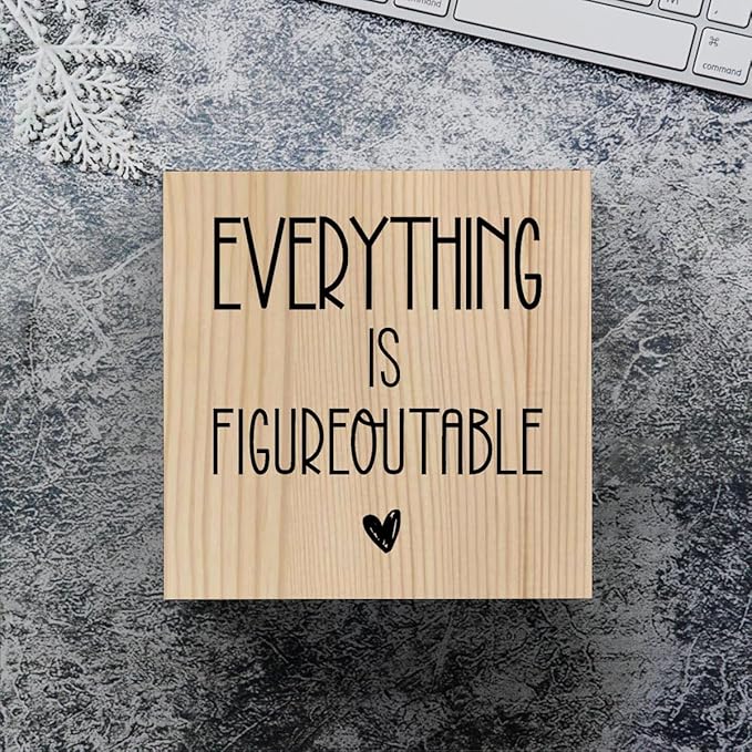 Inspirational Wooden Box Sign Office Decor Motivational Gifts Decorative Positive Affirmations Office Desk Decor for Tabletop Bookshelf Home Meeting Room Bedroom Rustic Square Wall Decor Wood Color