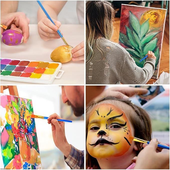 ESRICH Acrylic Paint Brushes Set, 16 Packs /160 Pcs, Nylon Brush Head, Suitable for Acrylic, Oil, Watercolor,Rock Body Face Nail Art,Perfect Suit of Art Painting, Best Gift for Kids Adult Drawing