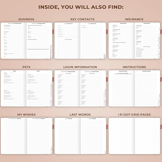 Clever Fox End of Life Planner – Final Arrangements Organizer for Beneficiary, Will Preparation, Last Wishes & Funeral Planning, A5 (Rose Gold)