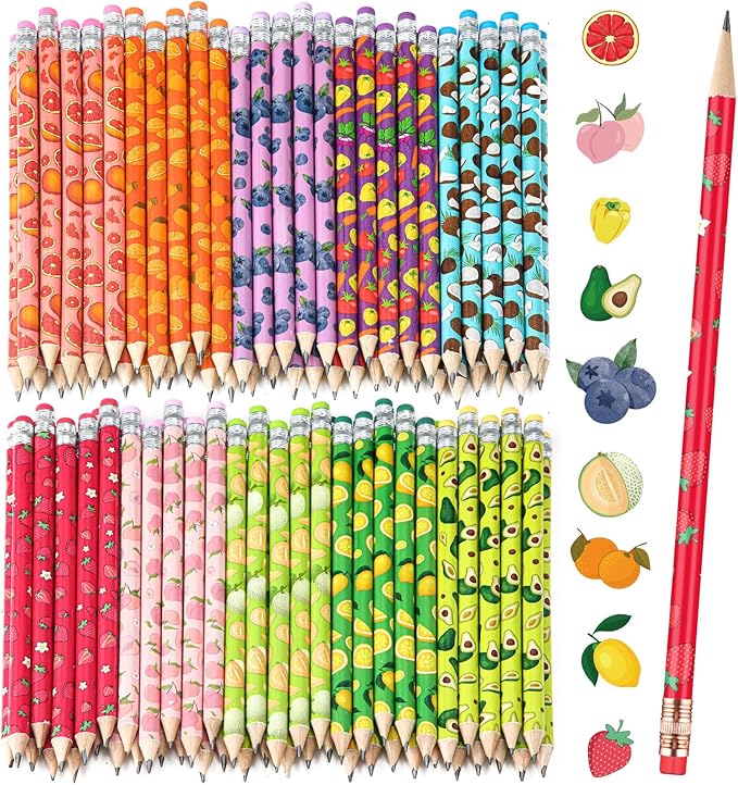 Kosiz 400 Pcs Thanksgiving Assortment Colorful Fun Pencils Fall Pre Sharpened Wooden Pencil Christmas 10 Fruit Styles Pen Novelty Kids School Supplies Student Reward Stationery Party Favors