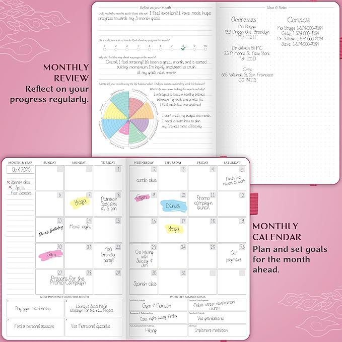 Legend Planner Hourly Schedule Edition – Deluxe Weekly & Daily Organizer with Time Slots. Time Management Appointment Book Journal for Work & Personal Life, Undated, A5 Hardcover – Hot Pink, Gold Foil
