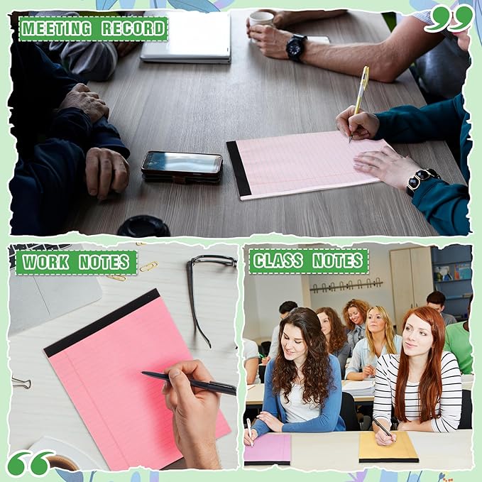 Fuutreo 8 Pcs 8.5'' x 11'' Colored Legal Pad Writing Pads Wide Ruled 50 Sheets Per Notepad Perforated Writing Notepad Office Supplies for School College Office Business (Pastel Colors)