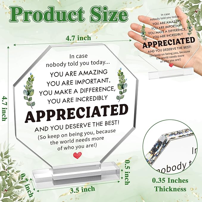 Yopyame Acrylic Inspirational Gift Ideas - Thank You Gifts for Women Men Friends Appreciation Gift for Coworker Keepsake Paperweight for Office Desk Inspirational Motivational Clear Desk Sign for Home