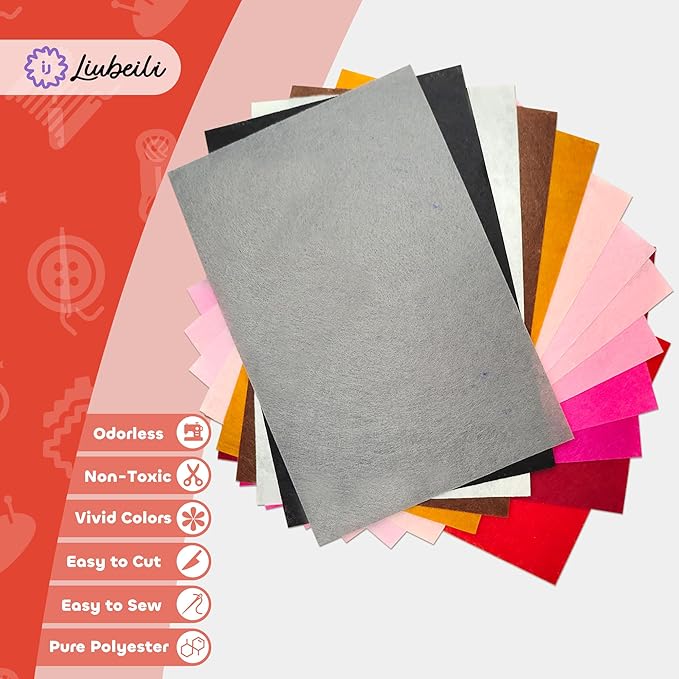 Felt Fabric Sheets, 120 PCS 12 x 8 Inch Felt Squares for Crafts 40 Assorted Color 1 mm Thickness Felt Sheets for DIY Craft School Sewing Projects