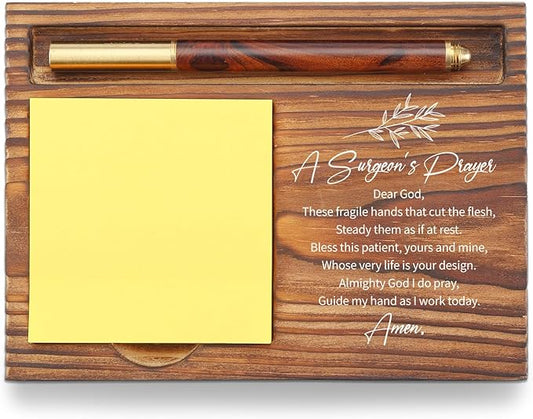 Surgeon Prayer Sticky Note Holder, Inspirational Surgeon Appreciation Gift, Healthcare Office Desk Organizer, Thank You Desk Accessory for Surgeons TZP127