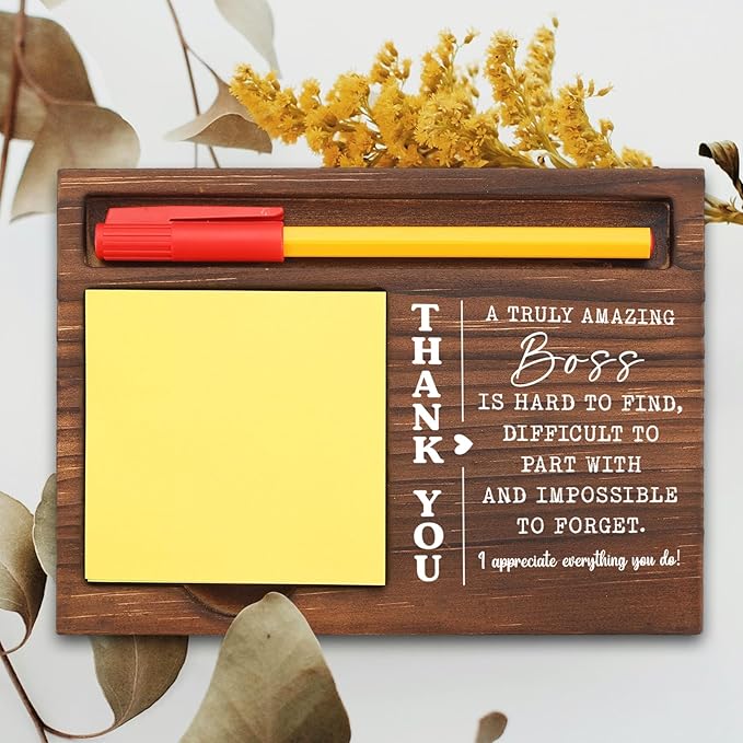 Thank You Boss Appreciation Gift for Manager Team Leader Supervisor, Farewell Retirement Promotion Boss’s Day Birthday New Job Recognition, Office Stuff Sticky Note Pad Holder Dispenser TBC184