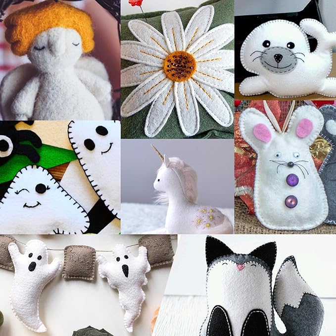 XSEINO 13 Rolls White Felt Fabric,8"x35"(20.5x90cm) 1.4mm Thick Soft Felt Fabric Sheet for Crafts,White Series Colors Soft Nonwoven Fabric,Fit for Decoration, Sewing, DIY Crafts