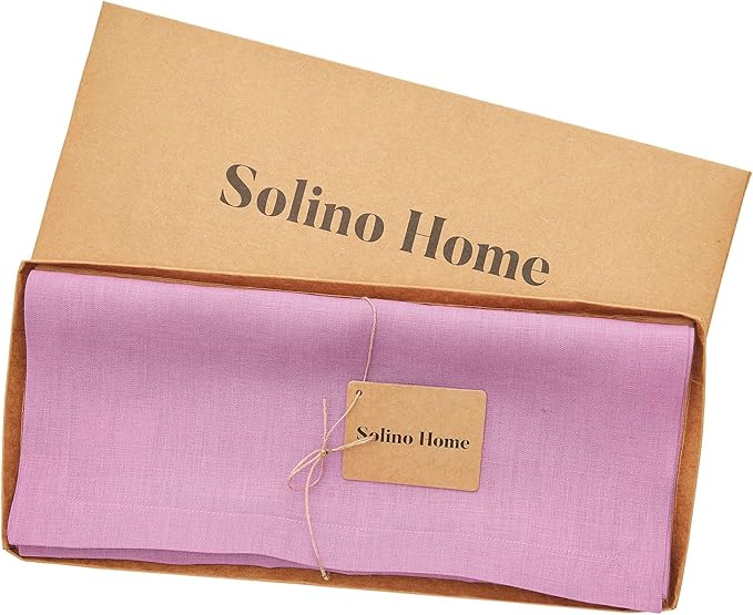 Solino Home Linen Violet Table Runner 90 Inches Long - 100% Pure Linen Dining Table Runner 14 x 90 Inch for Holiday - Fete