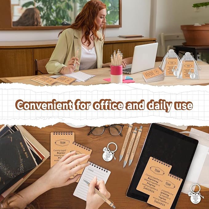 CZWZ 80 Pcs Employee Appreciation Gifts Set, Includes Notepads Pens Thank You Keychains and Organza Bags, Team Recognition Gifts for Coworkers Staff Employees Retirement Birthday Christmas(Brown)