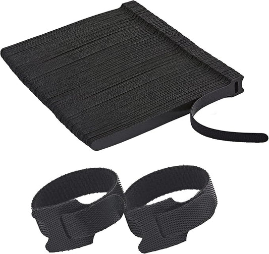 150 PCS Reusable Cable Ties with Hook and Loop, Multi-purpose Adjustable 8 Inch Cable Management Wire Ties Cable Straps for Organizing Home, Office and Data Centers (Black)
