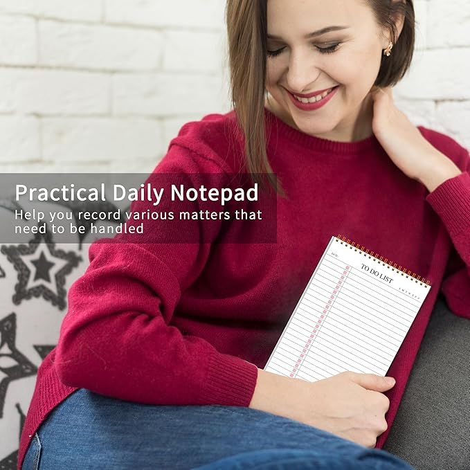 To Do List Notepad,Pink Undated Daily Planner Notebook With To Do List Notepad,Planner Spiral Checklist for School Office A5 Size