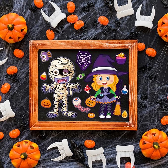Halloween Stickers for Kids, DIY Crafts Halloween Goodie Bag Stuffers, Party Games Activities Pumpkin Stickers Party Favors Decorations Supplies