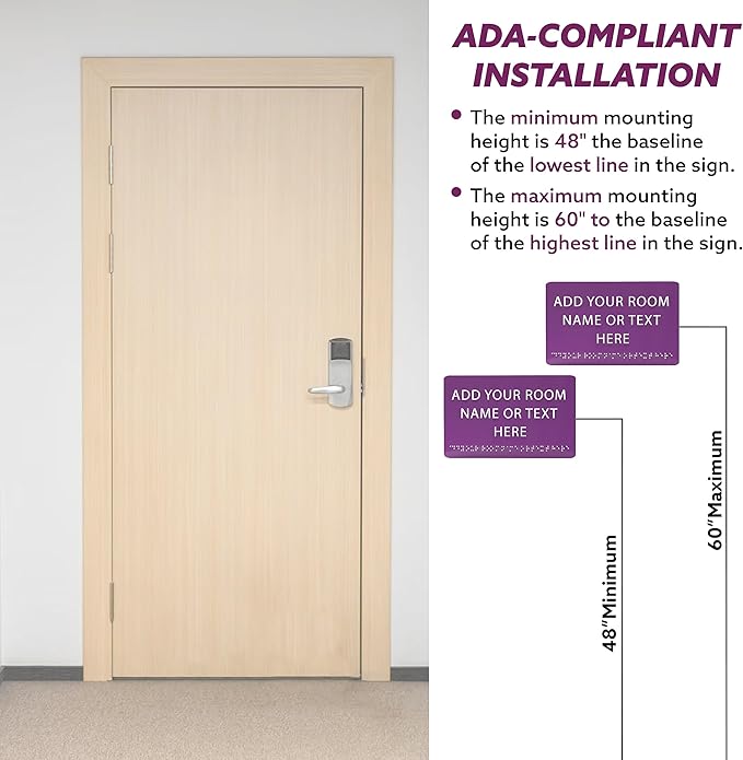 9" X6" Personalized Custom Sign - ADA Compliant Tactile Graphics Grade 2 Braille Text Acrylic Wall Signs - Add Your Room Name Text Sign for Home School Office Business Workplace