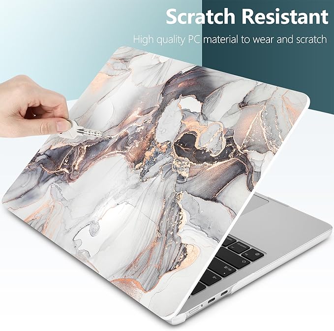 DONGKE Compatible with M4 MacBook Air 15 inch Case 2025 2024 2023 A3241 A3114 A2941 M3 M2 Liquid Retina Display Touch ID, Plastic Hard Case & Keyboard Skin & Screen Protector - Abstract Marble