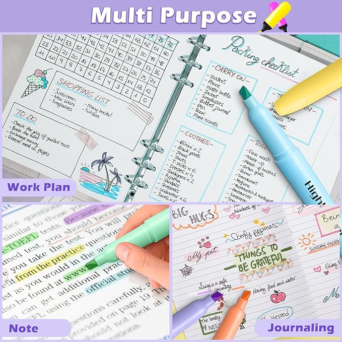 V-Opitos 30 Pack Highlighter in 6 Pastel Colors, No Bleed Highlighters, Bright Highlighters with Soft Chisel Tips, Ideal for Office and School Supplies