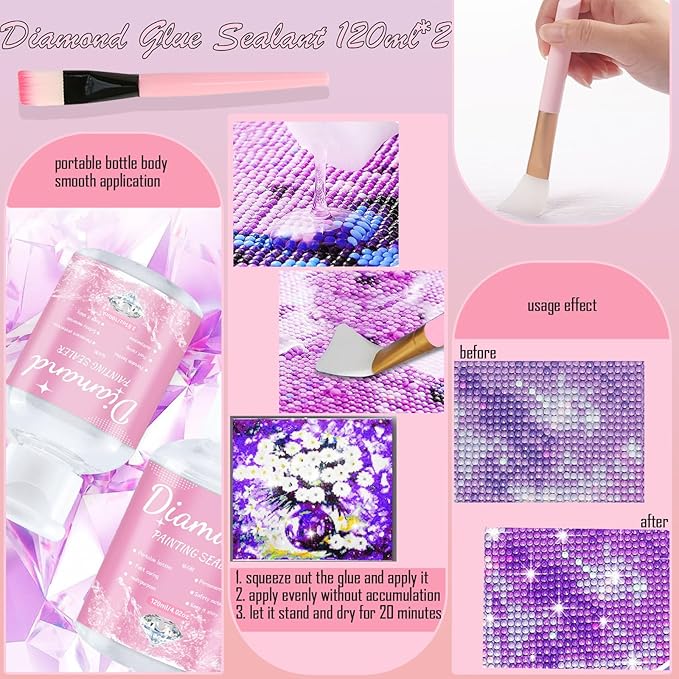 NLXCXUCY 158Pcs Diamond Art Accessories Kit All Inclusive Diamond Painting Tool Set with A4 Diamond Painting Light Pad,Diamond Art Sealer Glue,Diamond Correction,Pens Storage Box for DIY Craft