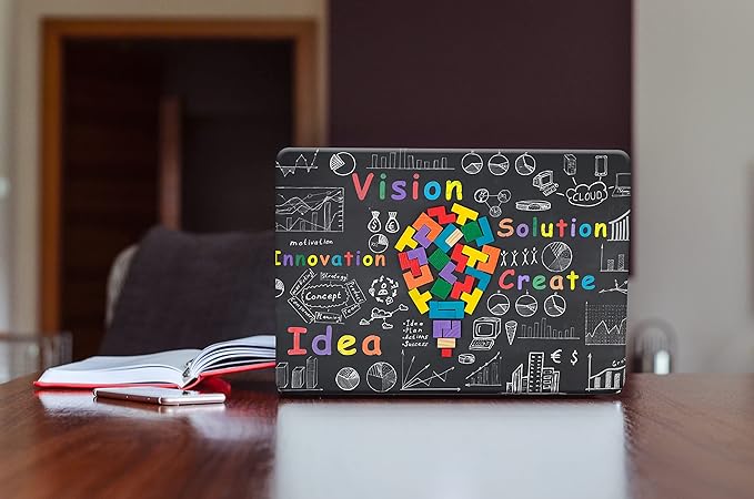 KEROM Compatible with MacBook Air 13 inch Case 2021 2020 2019 2018 Release M1 A2337 A2179 A1932, Protective Plastic Hard Shell Case & Keyboard Cover, Has Logo Cutout, Light Bulb