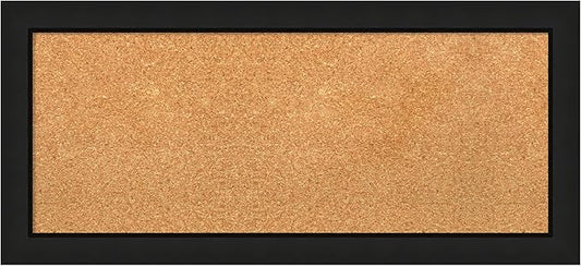 Amanti Art Natural Cork Board for Wall, 15x33 Vision Board with Black Wood Frame, Medium Corkboard Office Decor for Home Organization, Casual Corkboard Pinboard to display items for home organization
