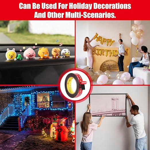 Double Sided Tape Heavy Duty, Waterproof Mounting Foam Tape, 16.5ft Length, 1.77in Width, High Temperature Resistant Adhesive Tape for Car, LED Strip Light, Office Decor, Made of 3M VHB Tape.