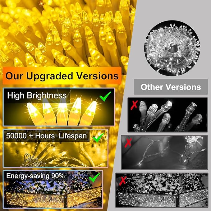 1332 LED Christmas Lights with 296 Drops,132ft 12 Modes Hanging ice String Lights with Timer & Dimmable & Waterproof, Plug-in Fairy Lights for Tree Holiday Wedding Party Christmas Decor Warm White