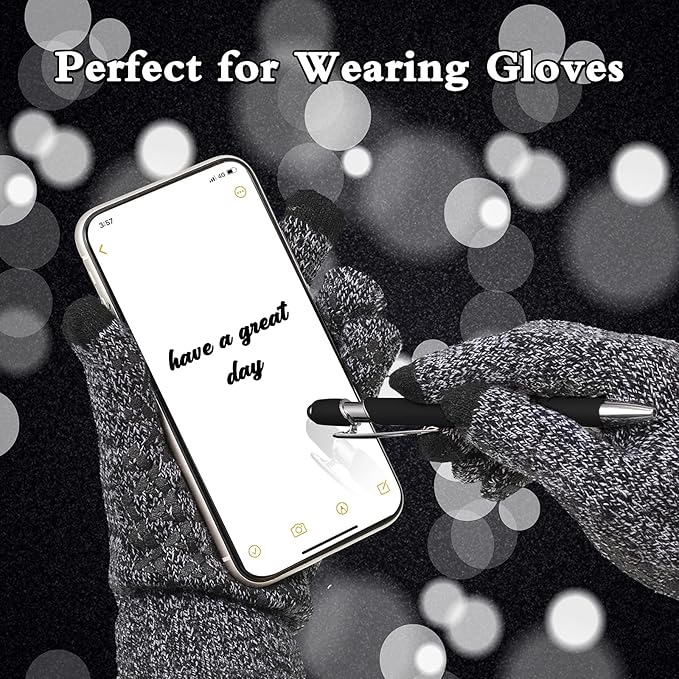 12 Pieces Ballpoint Pen with Stylus Tip, 1.0 mm Black Ink Metal Pen Stylus Pen for Touch Screens, 2 in 1 Stylus Ballpoint Pen (Black)