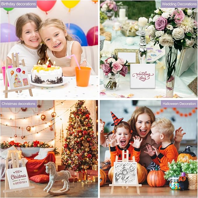 ESRICH Mini Canvases for Painting, Canvas in Bulk 32Pack, 3x3In, 2/5In Profile Small Square Canvas, Blank Canvases are Great for School Projects and Kids Birthday Parties, Home Decor Project.