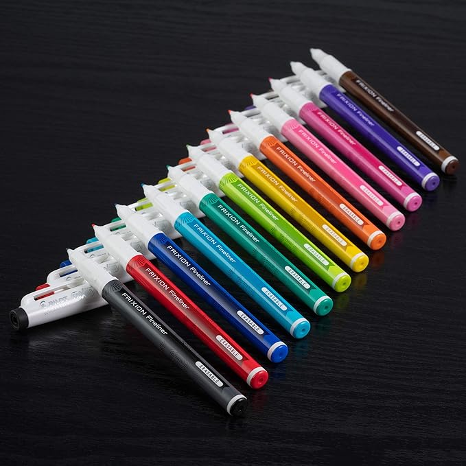 Pilot, FriXion Fineliner Erasable Marker Pens, Fine Point .7 mm, Pack of 12, Assorted Colors