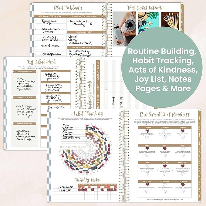 bloom daily planners 2026 Planner (January to December) - 8.5” x 11” Weekly & Monthly Dated Agenda Organizer Book with Stickers & Tabs - Flexible Soft Cover - Checkered