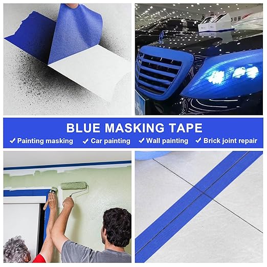 BOMEI PACK 10 Rolls Painters Tape 2 inch Wide, Painter's Tape Blue Masking Tape 2 inch x 55 Yards for Walls Painting, Home Improvement and School Projects, Total 550 Yards
