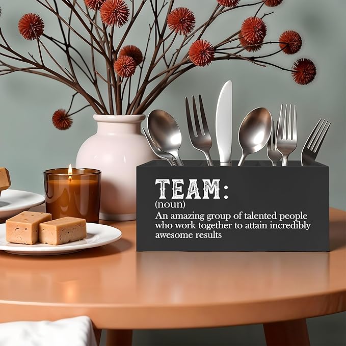 Team Gifts Pencil Pen Holder for Desk, Team Employee Coworker Appreciation Gifts, Definition Wooden Pencil Holder Organizer for Home Office Desk Accessories