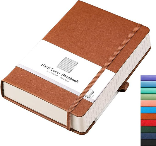 AHGXG Lined Journal Notebook - 320 Numbered Pages A5 College Ruled Notebook Thick Journal for Writing, 100gsm Lined Paper, Leather Hardcover, for Women Men Work Office School, 5.75'' X 8.38''-Brown