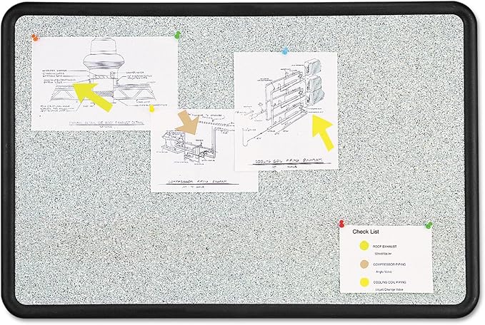 Quartet Bulletin Board, 2 x 3 Feet, Contour, Granite-Colored Surface with Black Plastic Frame (699370)