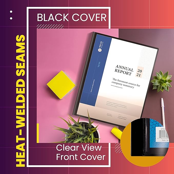 Better Office Products 24 Pocket Bound Presentation Book, Black, Clear View Front Cover, 48 Sheet Protector Pages, 8.5" x 11" Sheets, Art Portfolio, Durable Poly Covers, Letter Size (2 Pack)