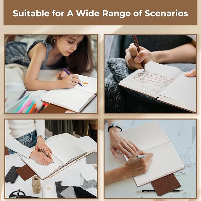 MINICAGIE Lined Leather Journals for Writing A5 Journaling Notebooks with 100 GSM Thick Paper Journal Notebook for Men & Women with Buckle Closure, Work Travel Note Taking Diary, 5.7" x 8.3", Pink