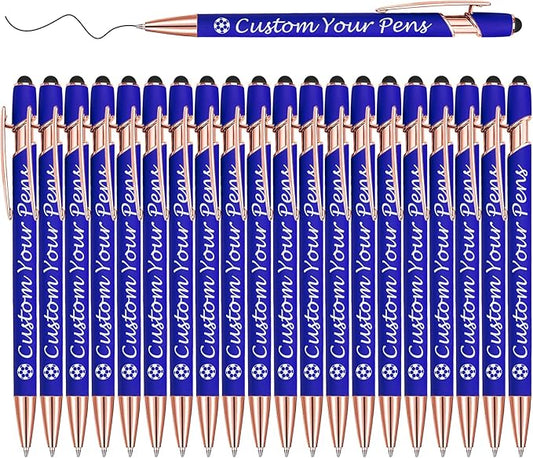 Amlion Personalized Custom Pens with Name Engraved Logo Text,20 Customized Writing Stylus Pen Promotional Item Gift for Men Women Office Business Wedding-Blue