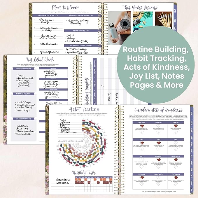 bloom daily planners 2026 Planner (January to December) - 8.5” x 11” Weekly & Monthly Dated Agenda Organizer Book with Stickers & Tabs - Flexible Soft Cover - Wildflower Mountainside