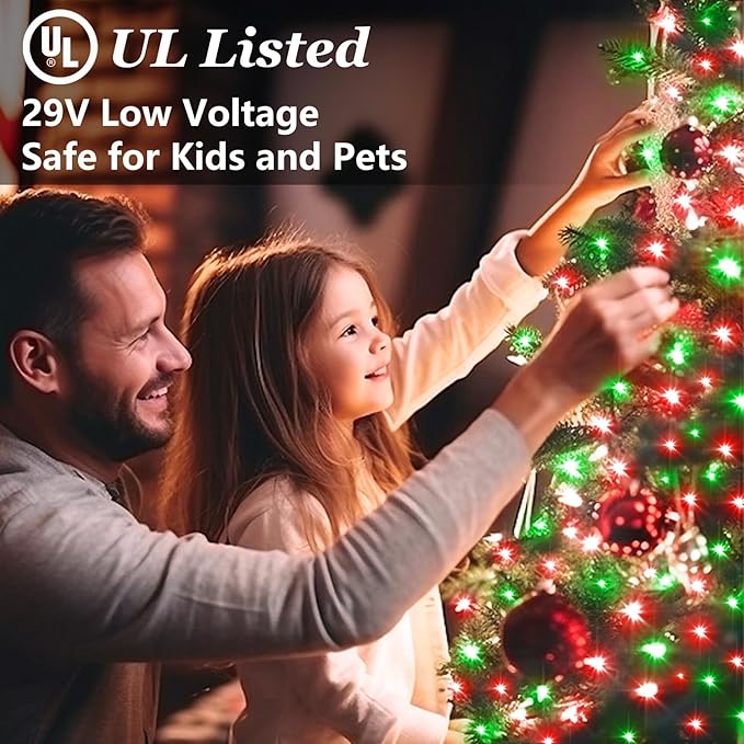 1500 LED 470FT Christmas Lights Outdoor, Christmas String Fairy Lights with Timer & Memory, Waterproof 12 Modes Dimmable Twinkle Tree Lights for Home Patio Wedding Party Yard Xmas Decor, Red & Green