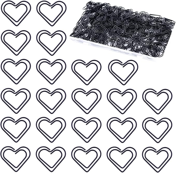 150 Pcs Small Black Paper Clips Cute Paperclips Decorative Clip Basic Office Supplies for Photo Wedding Invitations