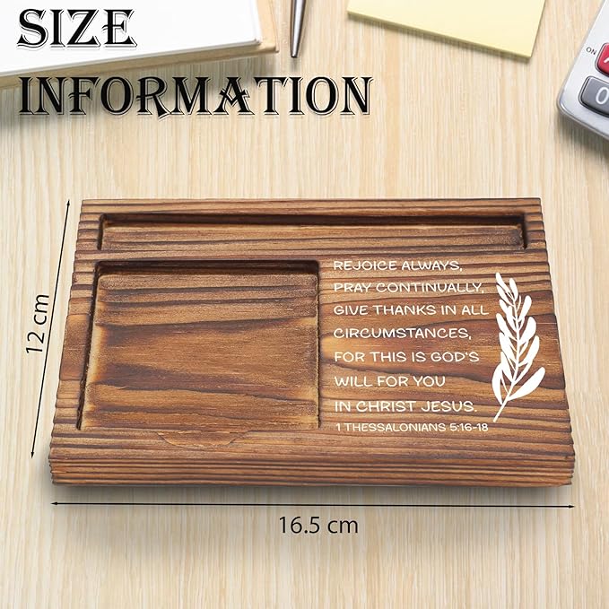 YODOCAMP Christian Desk Organizer, Bible Verse Sticky Note Holder, 1 Thessalonians 5:16-18 Rejoice Always, Religious Gifts for Christians, Pastors, Church Leaders, Believers TZP105