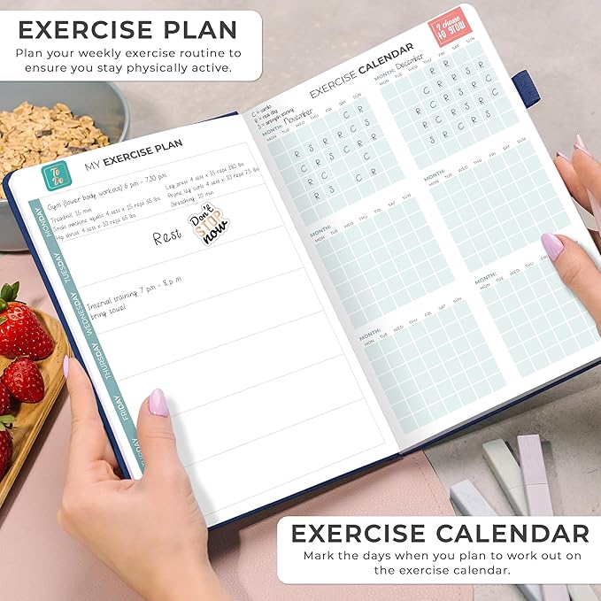 Clever Fox Weekly Meal Planner - Weekly & Daily Meal Prep Journal with Shopping and Grocery Lists for Menu Planning, Healthy Diet & Weight Loss Tracking, Lasts 1 Year, Undated, A5 - Mystic Blue