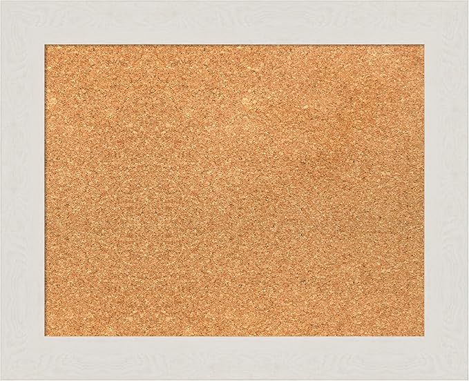 Amanti Art Natural Cork Board for Wall, 17x21 Vision Board with White Frame, Small Corkboard Office Decor for Home Organization, Country Rustic Corkboard Pinboard to Display Items for Home
