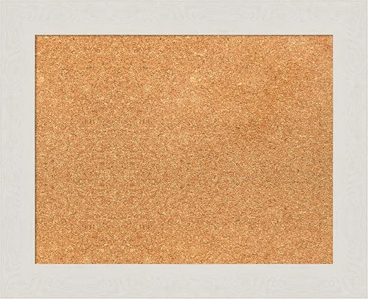 Amanti Art Natural Cork Board for Wall, 17x21 Vision Board with White Frame, Small Corkboard Office Decor for Home Organization, Country Rustic Corkboard Pinboard to Display Items for Home