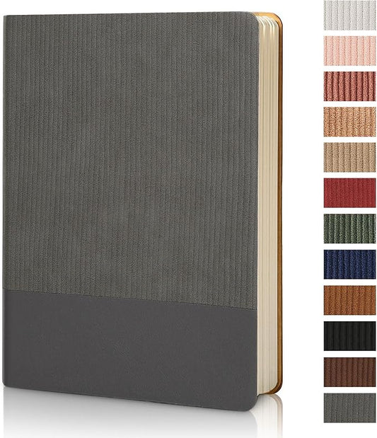 TSFPapier Lined Journal Notebook for Work College Ruled Note Book 5.79"x8.27" A5 PU Leather Daily Journaling 216 Pages for Women Men Writing Home School Supplies Business (Dark Gray)