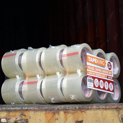 Tape King Clear Packing Tape 3 Inch Wide (Case of 24 Rolls) - 60 Yards Per Refill Roll, (2.7mil Thick) Strong Sealing Adhesive Industrial Depot Tapes for Moving, Packaging, Shipping, Office & Storage
