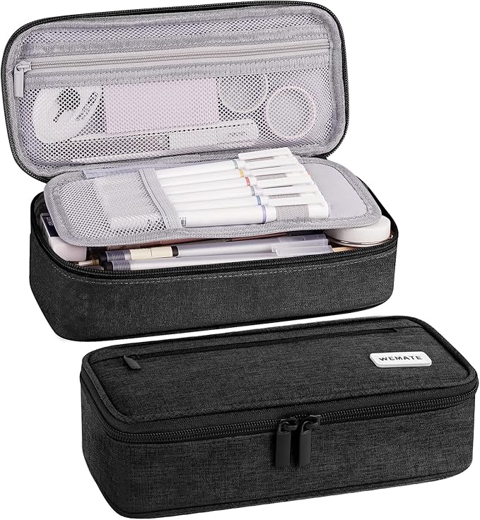 WEMATE Pencil Case, Large Storage Organizer for Stationery, Back - to - School Essential, Teacher Must - have, Big Pencil Pouch, Marker Case School Supplies for College & High School