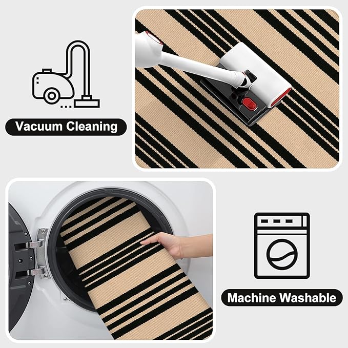 OJIA Christmas Front Door Mat 24"x51", Machine Washable Porch Rug Outdoor Door Mat Striped Entryway Rugs Indoor Outdoor Rugs Cotton Woven Entry Rug for Kitchen/Bathroom/Farmhouse/Home Entrance
