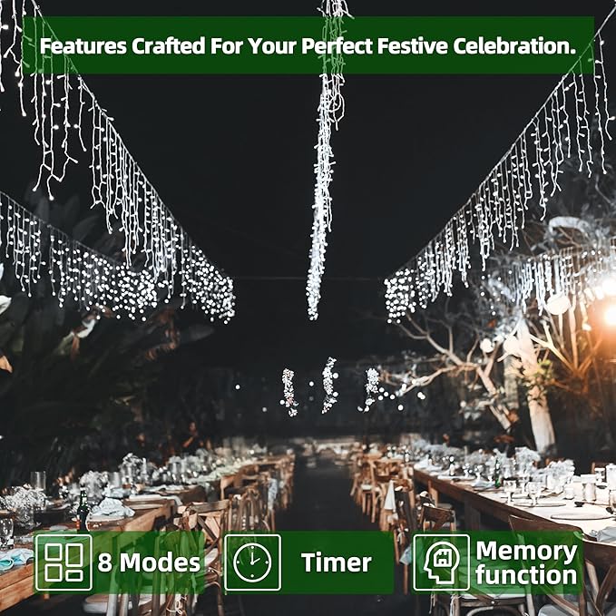 1620 LED Christmas Lights with 360 Drops,164ft 8 Modes Fairy Hanging String Lights with Timer Waterproof, Plug-in Hanging String Lights for Outdoor Holiday Wedding Party Christmas Decor (Cool White)