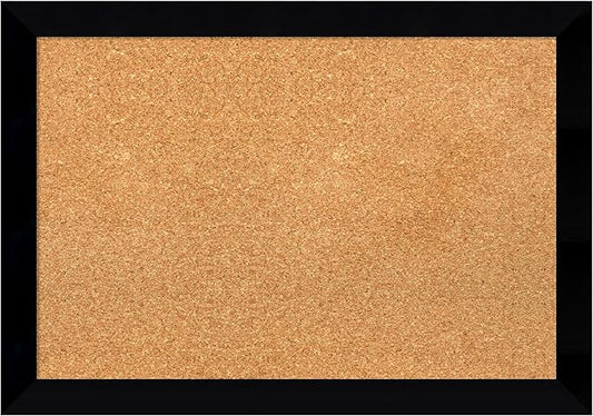Amanti Art Natural Cork Board for Wall, 19x27 Vision Board with Black Wood Frame, Medium Corkboard Office Decor for Home Organization, Modern Contemporary Corkboard Pinboard to display items for home