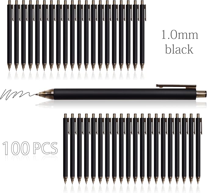 CRYLLIS Pens Bulk, 100Pack Black Pens,Black Ink Ballpoint Pens for Smooth Writing,No Smear,Office Supplies,Back to School Gifts,School Teacher,1.0mm